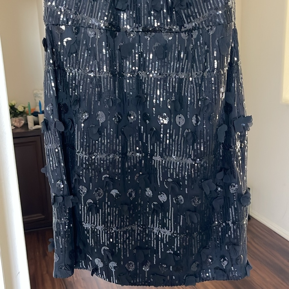 New Eliza J Black Sequin Halter Floating Flower Cocktail Holiday Dress - Picture 8 of 17